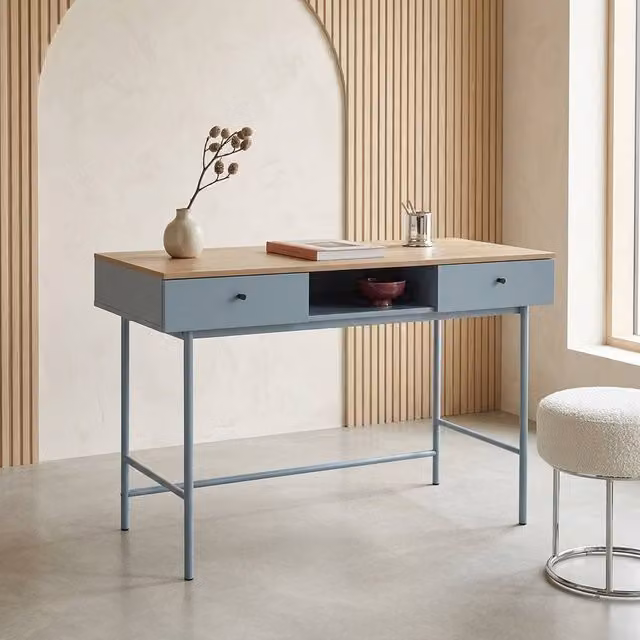 sweeek Modern Writing Desk with 2 Drawers and 1 Compartment in Blue – 1