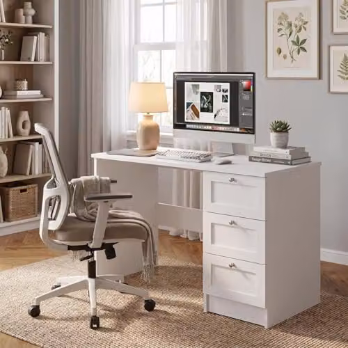 FWStyle Artus Matt White 3 Drawer Dressing Table Vanity Desk W/D/H: 99 x 40 x 72 cm – 2