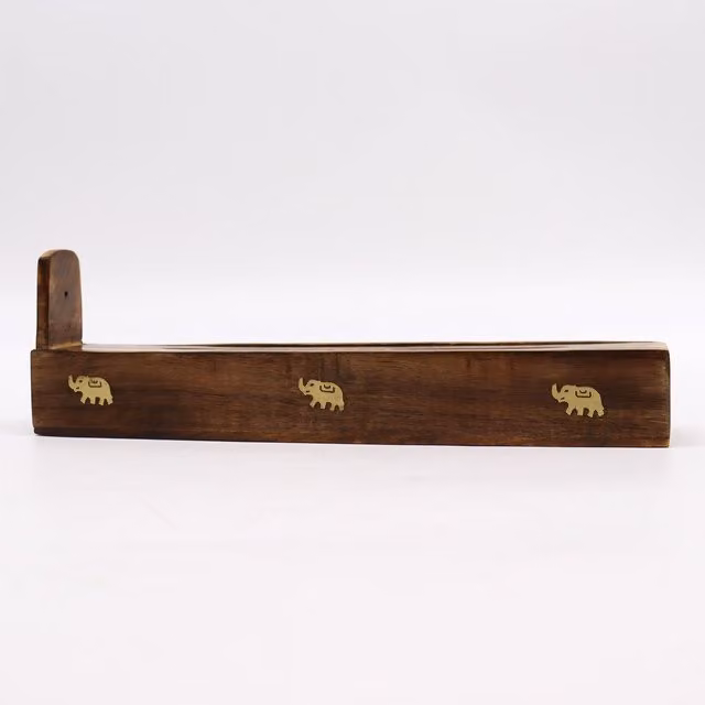 KDMK Rectangular Mango Wood Tabletop Incense Box in Brown