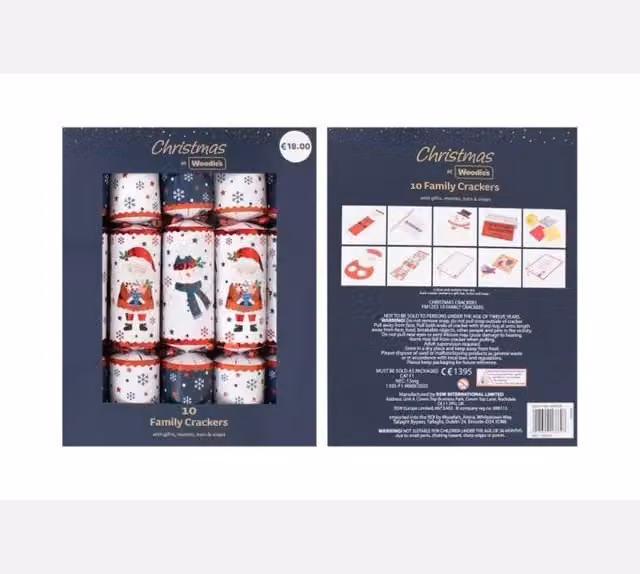 KDMD 10 Pack Family Santa and Friends Christmas Crackers, Multicolour, 30 cm