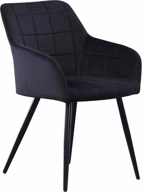 Life Interiors Camden Modern Velvet Dining Chairs with Armrests in Black