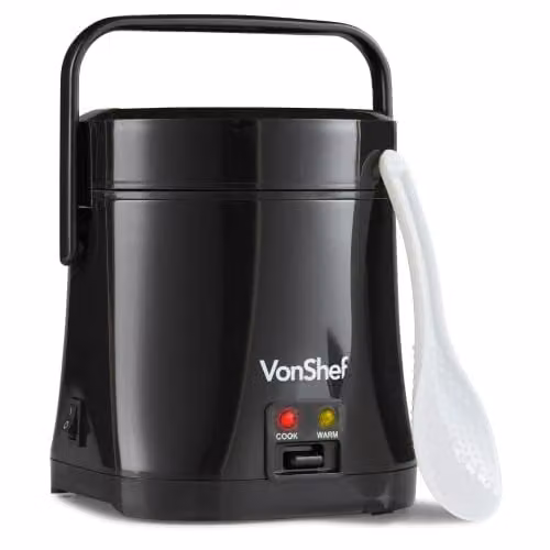 VonShef Mini Electric Rice Cooker in Black, 0.3 l with Keep Warm Function – 1