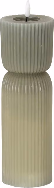 KDMK Luxe Collection Grey Real Wax Carved LED Flameless Pillar and Tealight Candles with Flicker Effect