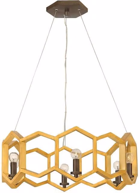 Netlighting Moxie 6 Light Suspended Ceiling Pendant in Gold/Brass with E14 Base