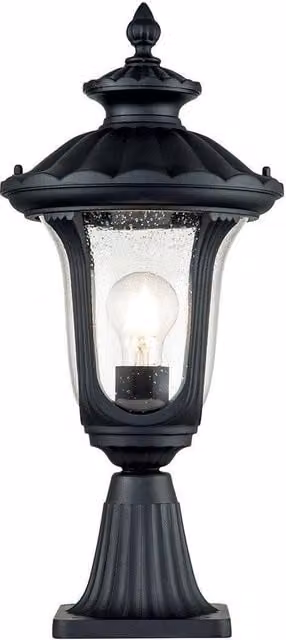 Netlighting Chicago Outdoor Pedestal Lantern in Black with Transparent Glass, IP44 Rated – 1