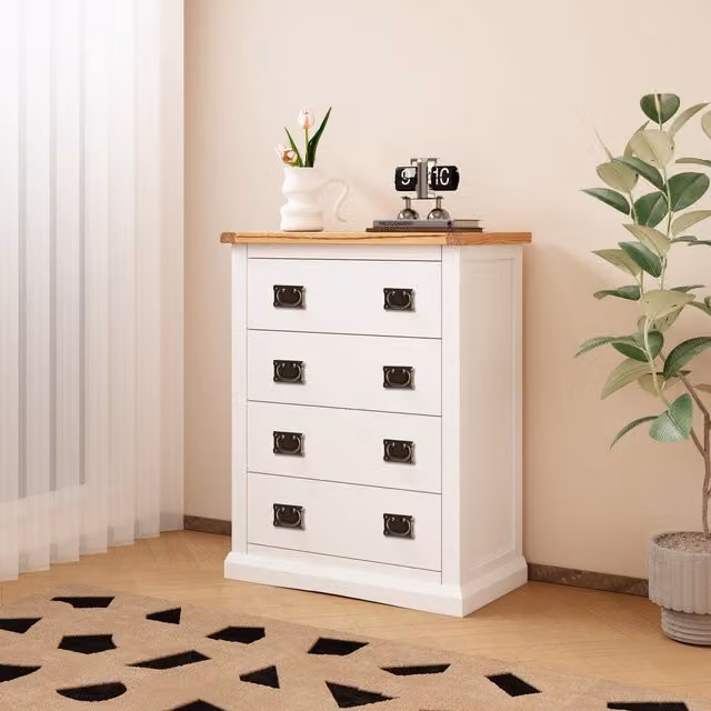 Cabinet Bits Cosenza 4 Drawer Chest of Drawers in White with Gold Handles – 1