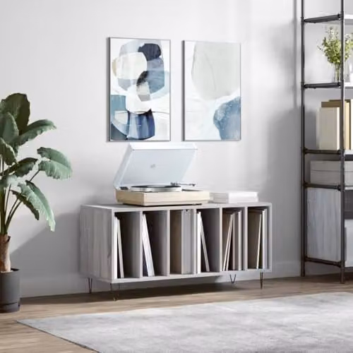 vidaXL Record Cabinet in Grey Sonoma, W/D/H: 100 x 38 x 48 cm, Engineered Wood – 2