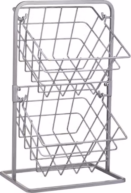 Kitchencraft Industrial 2 Tier Freestanding Metal Storage Baskets in Grey
