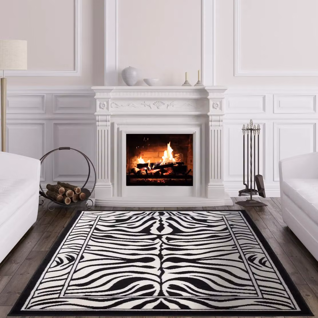 Kukoon Black and White Zebra Print Maximalist Contemporary Living Room Area Rug, W/D/H: 60 x 240 cm – 4