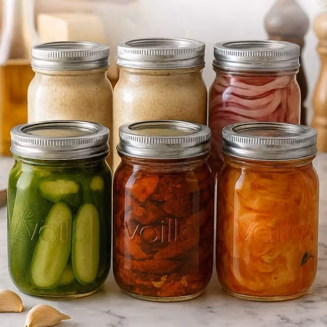 Volila Airtight and Leakproof Glass Mason Jars with Silver Metal Lids, Set of 12, Transparent