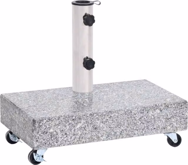 Berkfield Home Granite Parasol Base in Light Grey, W/D/H: 45 x 25 x 8.3 cm