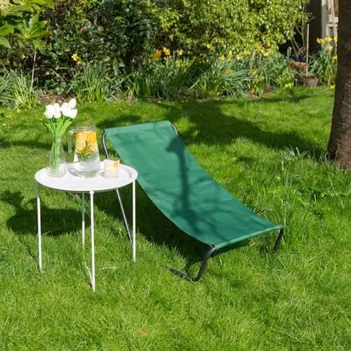 Harbour Housewares Green and Black Textilene Sun Lounger with Powder Coated Steel Frame – 2