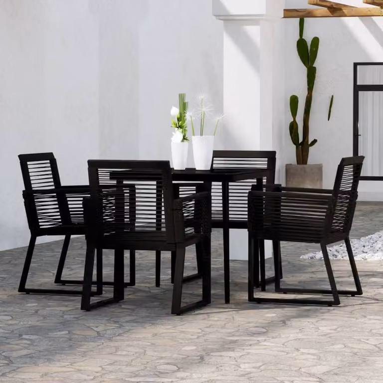 Berkfield Home 5 Piece Modern Garden Dining Set in Black