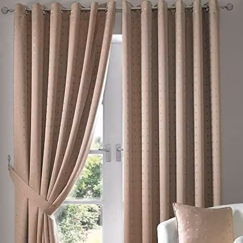 IT IDEAL TEXTILES Beige Eyelet Curtains, W: 54 cm, H: 168 cm