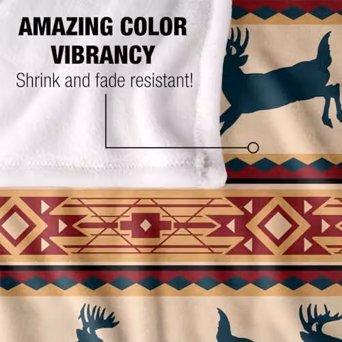 JQ Licensing Southwest Lodge Deer Silky Touch Super Soft Fleece Throw Blanket, Multicolour, W/D/H: 152 x 127 cm – 3