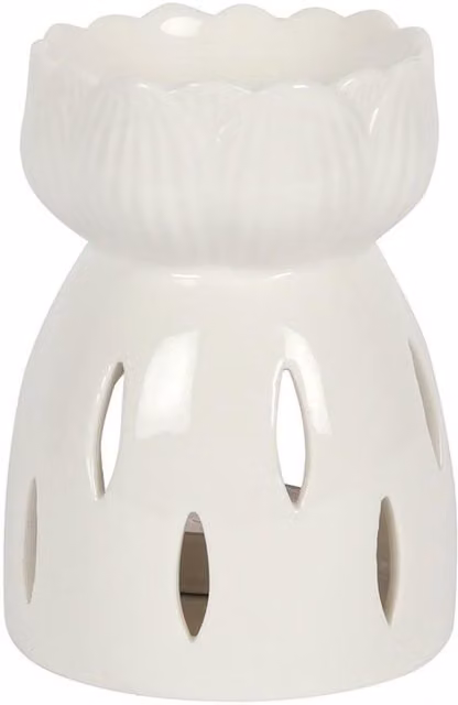 Something Different Lotus Ceramic Oil Burner in White