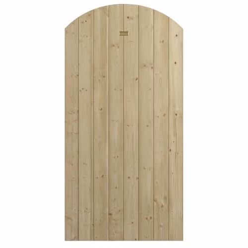 Rowlinson Tongue and Groove Arch Top Wooden Gate in Brown, H 180 cm x W 90 cm – 1