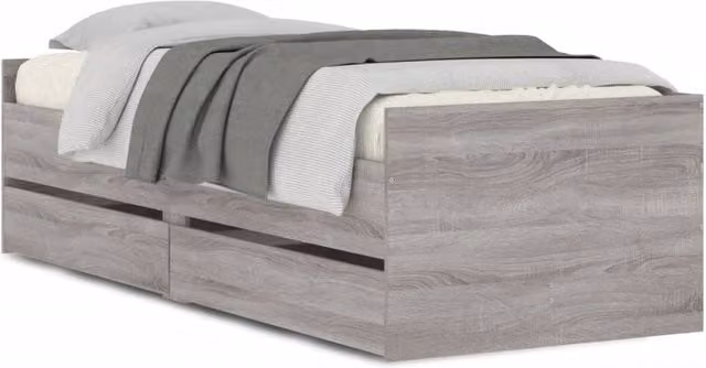 Berkfield Home Bed Frame with Drawers in Grey Sonoma, W/D/H: 90 x 200 cm – 1