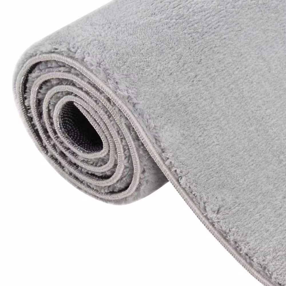 Berkfield Home Washable Soft Shaggy Round Anti Slip Rug, Grey, W: 160 cm