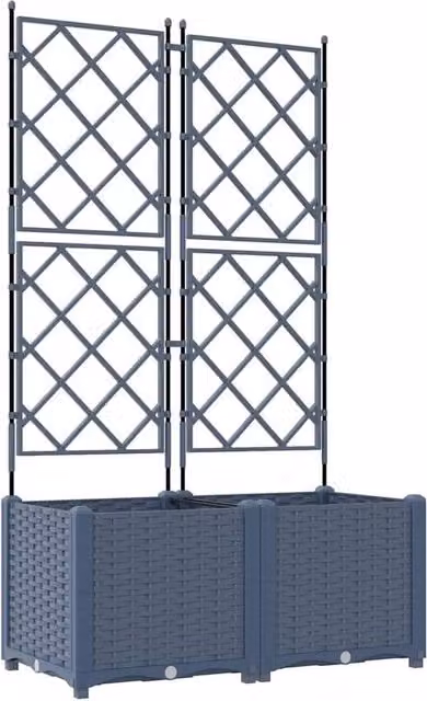 Berkfield Home Garden Planter with Trellis, 2 Pieces, Grey, H x W x D: 143 x 80 x 40 cm – 1