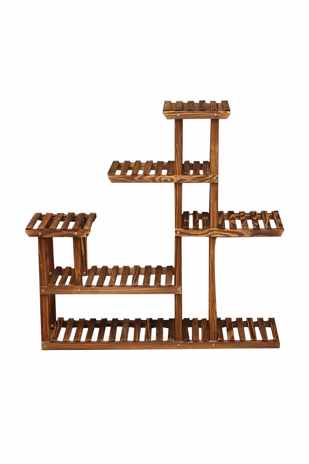 Living and Home Large Multi-Tiered Rustic Wooden Plant Stand Rack in Brown – 2