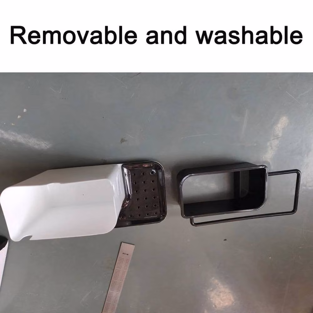 PAWNORA Black and White Plastic Kitchen Sink Organiser with Removable Drip Tray – 4