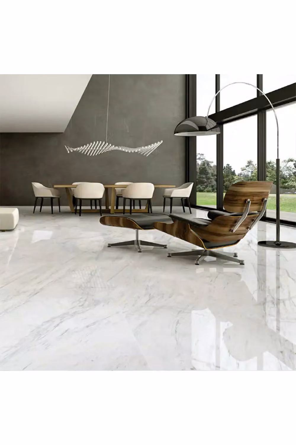 Living and Home 24-Piece Self-Adhesive Stone Effect Floor Tiles in White Marbled Rustic Style – 2