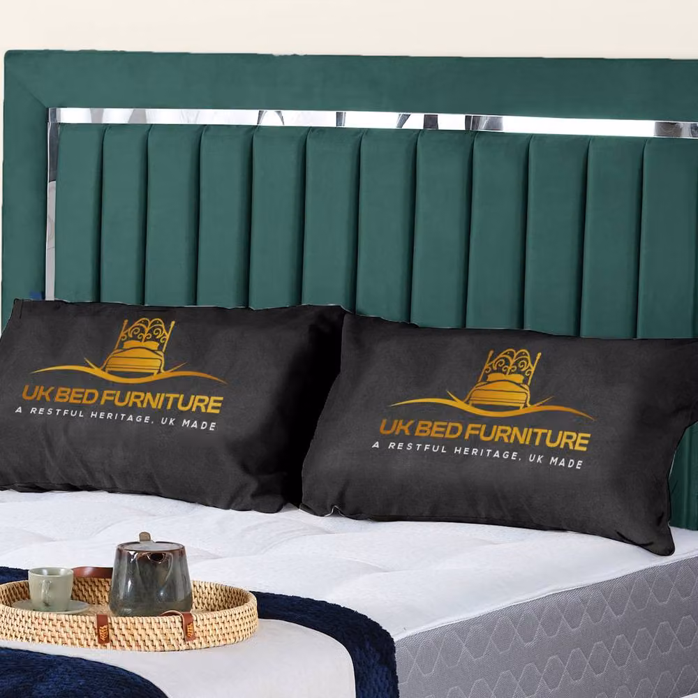 UK Bed Furniture Modern Upholstered Velvet Bed Frame in Green, W/D/H: 180 x 200 cm – 2