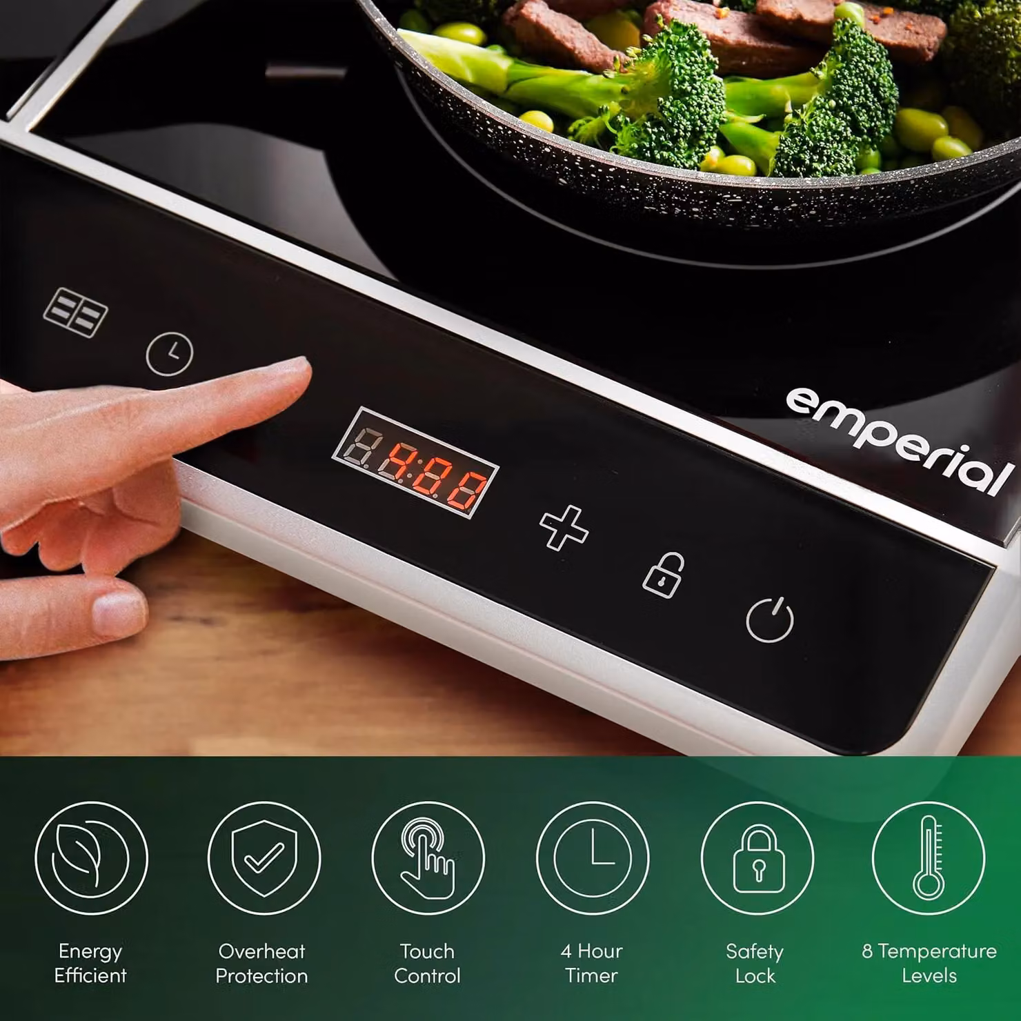 Emperial Double Induction Portable Electric Cooker with Digital Touch Control and Timer, 2800W, Black – 2