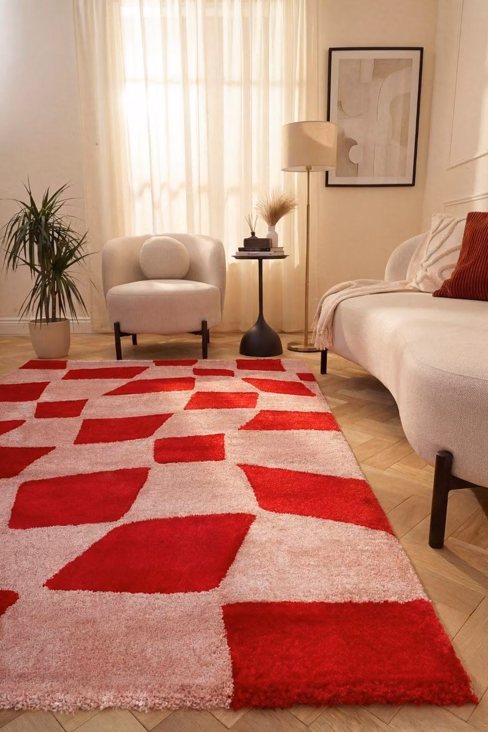 THE RUGS Joli Chequered Soft and Dense Pile Living Room and Bedroom Rug in Pink, W: 240 cm, D: 340 cm – 4