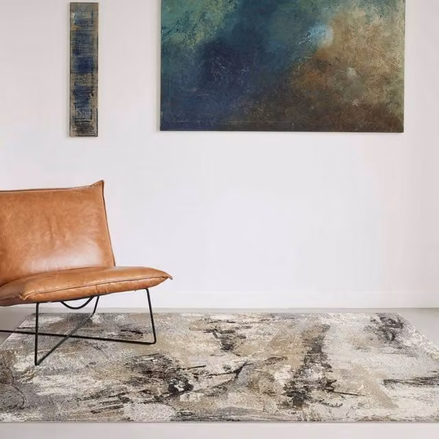 The Rug Shop UK Modern Abstract Grey Easy To Clean Polypropylene Area Rug W: 160 cm, D: 230 cm