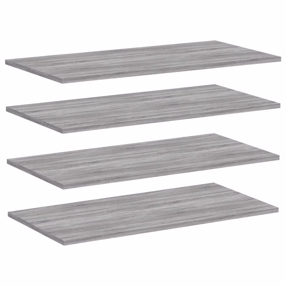 Berkfield Home Wall Mounted Shelves, 4 Piece Set in Grey Sonoma, W: 80 cm, D: 40 cm, H: 1.5 cm
