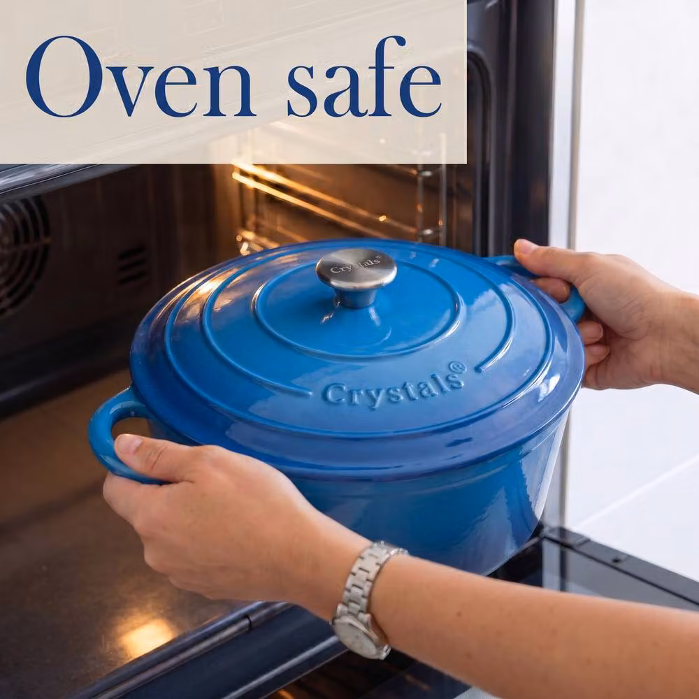 Crystals Enamelled Cast Iron Dutch Oven Stew Pot with Lid, Blue, 6.6 l – 4