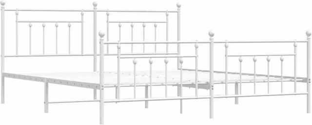 Berkfield Home Metal Bed Frame with Headboard and Footboard in White 200 x 200 cm
