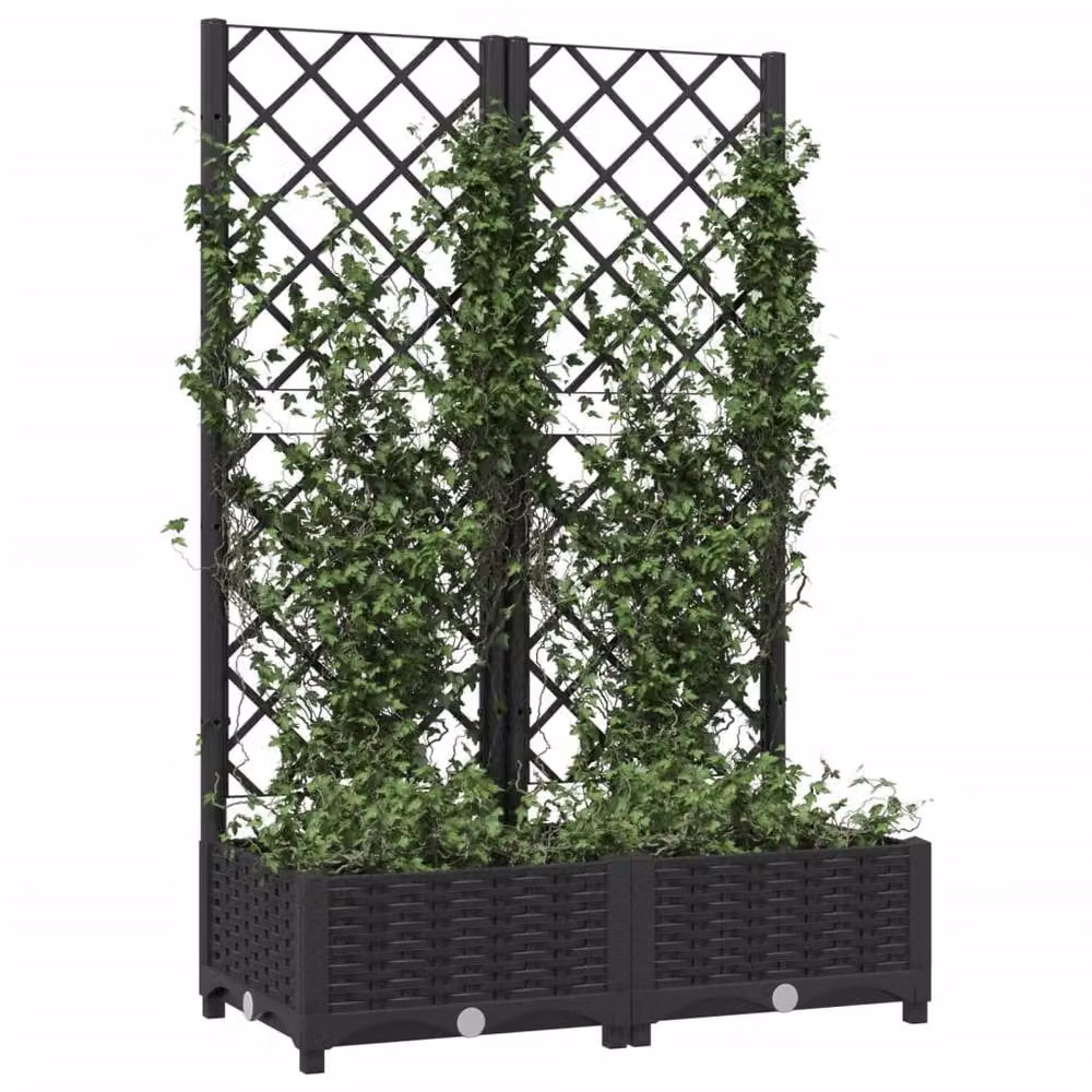 Berkfield Home Garden Planter with Trellis in Black, H x W x D: 121.5 x 80 x 35 cm – 3