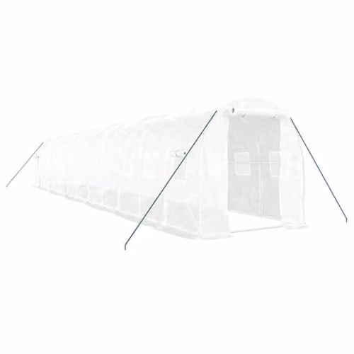 vidaXL Greenhouse with Steel Frame in White, 24 m² (W/D/H: 12 x 2 x 2 m) – 1