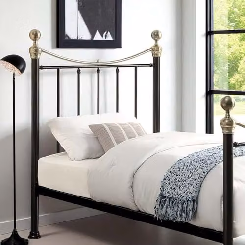OAT Home Hampstead Victorian Metal Bed Frame, Black, W/D/H: 90 x 190 x 206 cm – 3