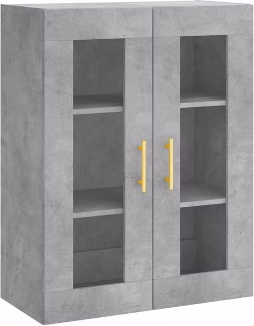 Berkfield Home Wall Mounted Cabinet in Concrete Grey with Glass Doors, W/D/H: 69.5 x 34 x 90 cm – 1