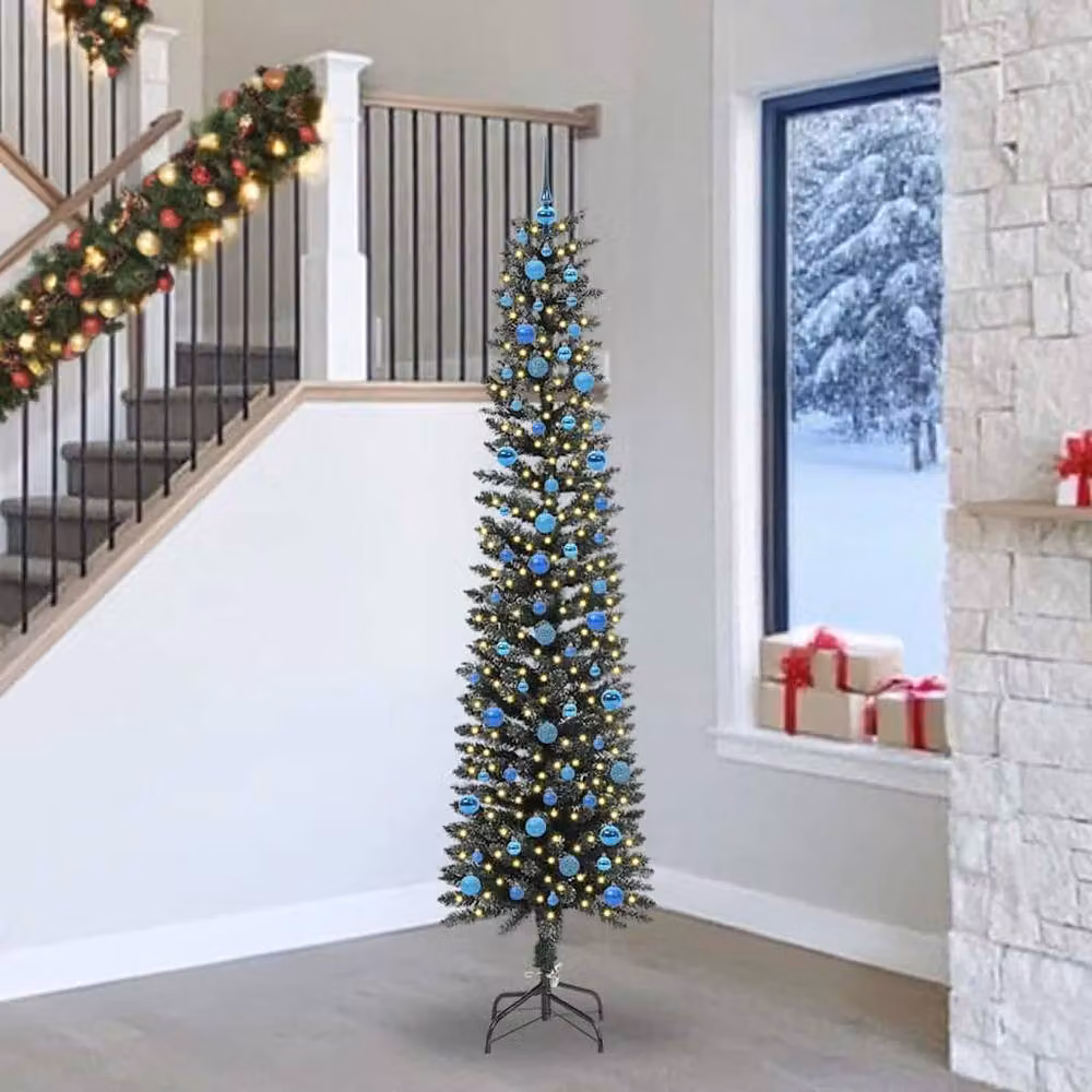 Berkfield Home Elegant Green Artificial Christmas Tree with 300 LEDs, W/D/H: 58 x 58 x 240 cm – 2