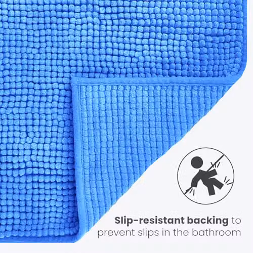 Allure Bath Fashions Allure Chenille Bobble Two Piece Bath and Toilet Mat Set, Blue – 5