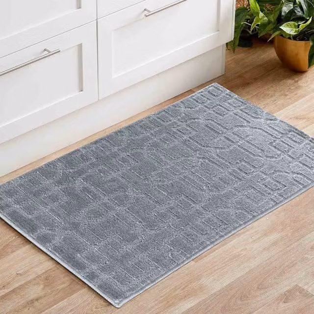 RugsbyDesire Ivy Cubed Trellis Design Anti Slip Washable Doormat Runner, Silver/Grey, W: 50 cm, L: 80 cm