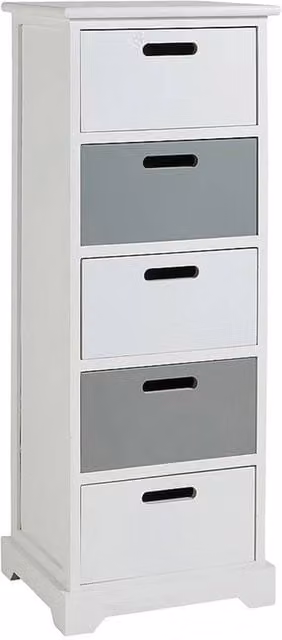 Kelvenix 5 Drawer Tallboy Chest in White and Grey Wood