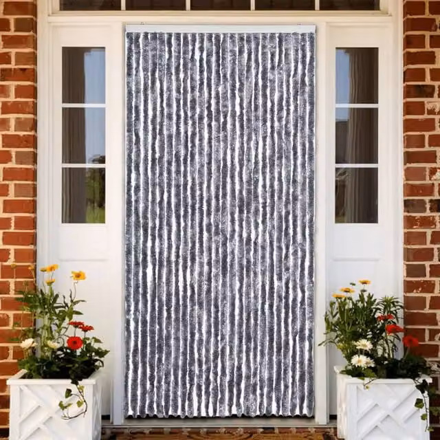 Berkfield Home Silver Chenille Insect Curtain, W: 100 cm, H: 220 cm – 1