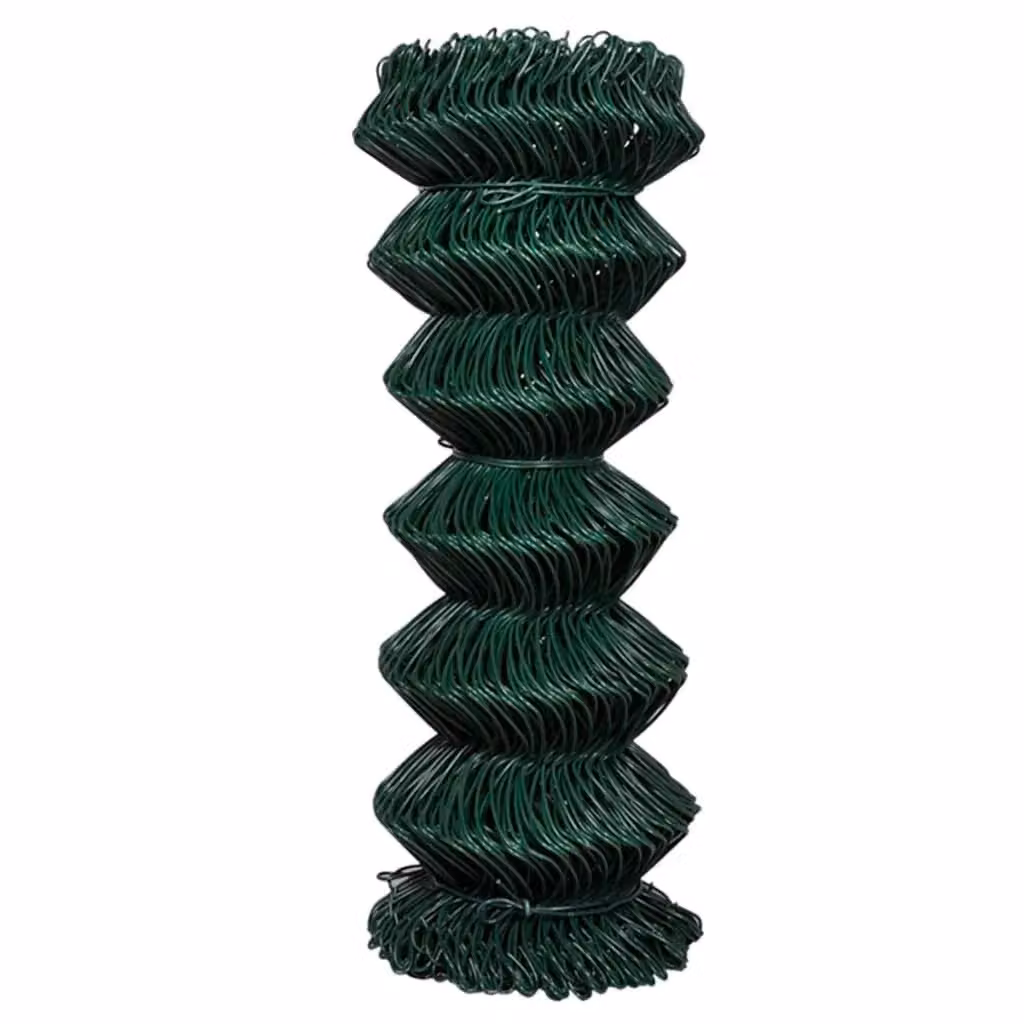 Berkfield Home Green PVC-Coated Steel Chain Link Fence, 1 x 15 m – 2