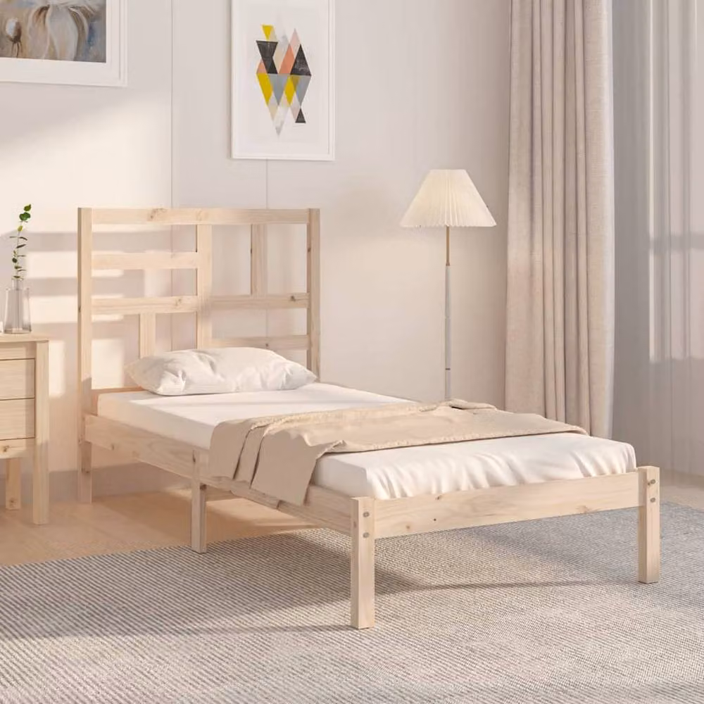 Berkfield Home Beautiful Solid Wood Pine Bed Frame in Natural – 2