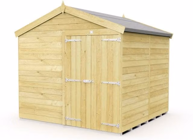 Buttercup Farm Apex Wooden Shed with Double Doors in Brown, W231 x D243 x H217 cm