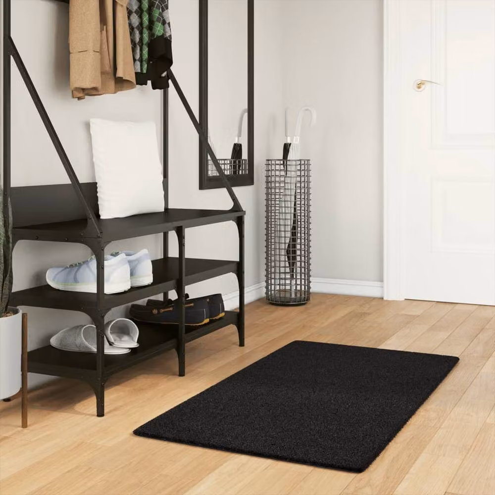 Berkfield Home HUARTE Black Short Pile Washable Polyester Rug, W: 60 cm, D: 110 cm – 2