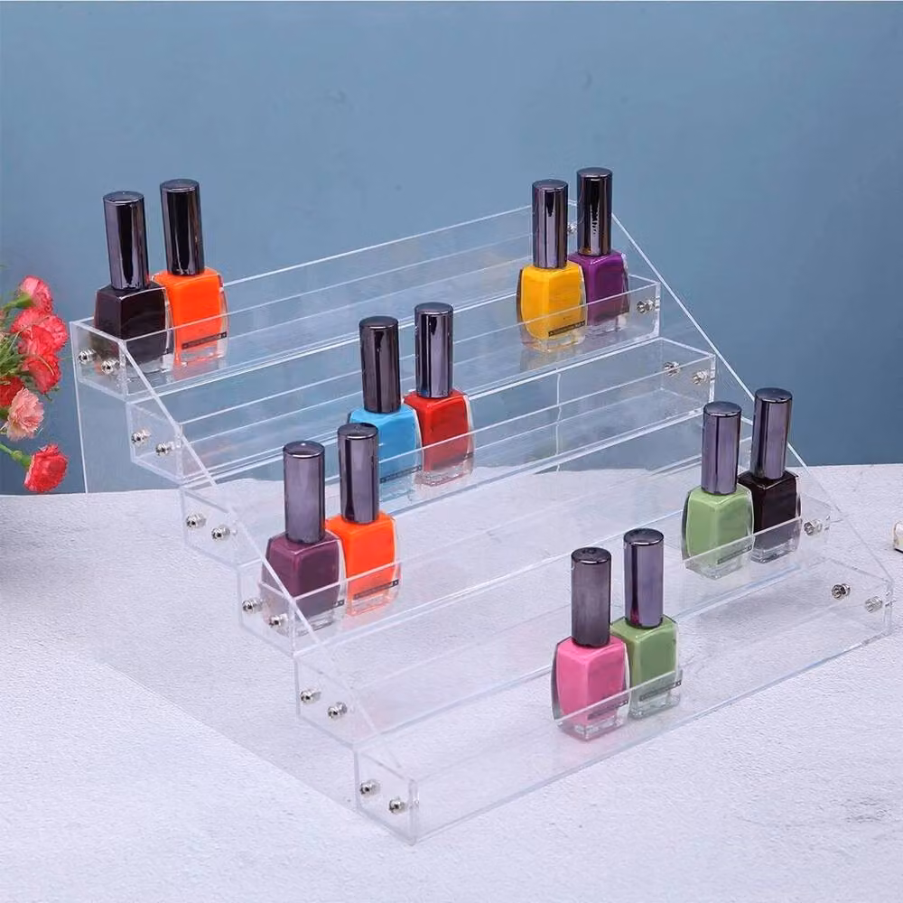 NESTLUNE Transparent Acrylic Nail Polish and Makeup Display Ladder Rack, H 100 cm x W 15 cm x D 15 cm – 3