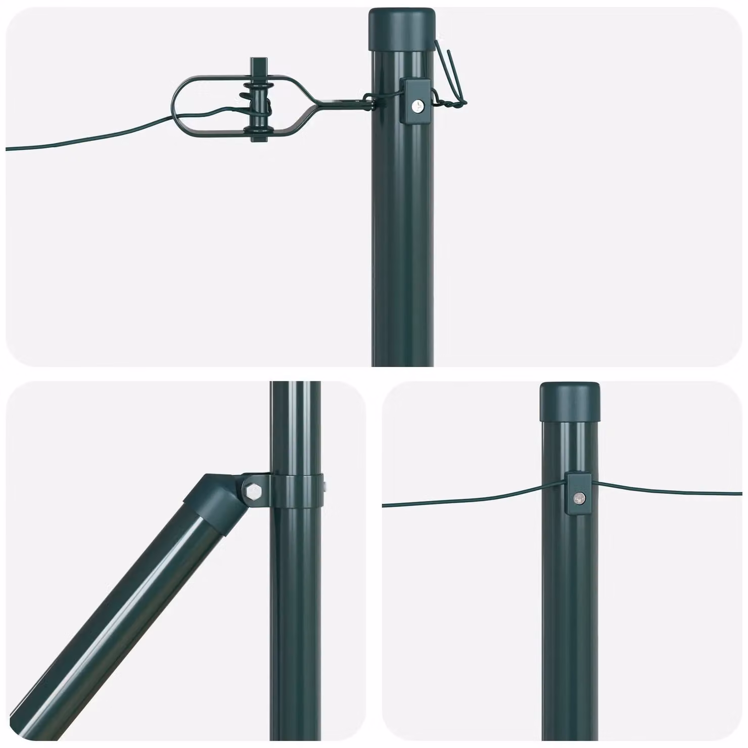 Berkfield Home 7-Piece Set of Green Galvanised Steel Round Fence Posts with Spike, Diameter: 3.2 cm, Height: 100 cm – 4