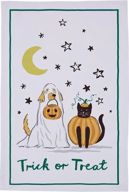 Ulster Weavers Trick or Treat Dogs Print Multicolour 100% Cotton Tea Towel with Hanging Loop
